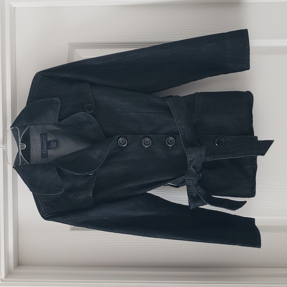 Baccini Dark Denim Belted Jean Jacket